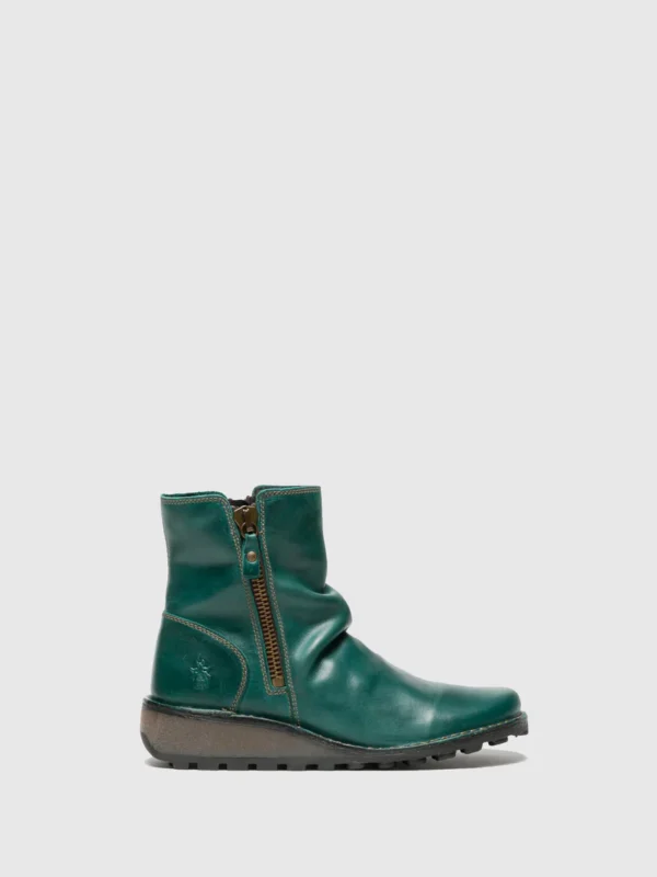 Zip Up Ankle Boots MON944FLY PETROL