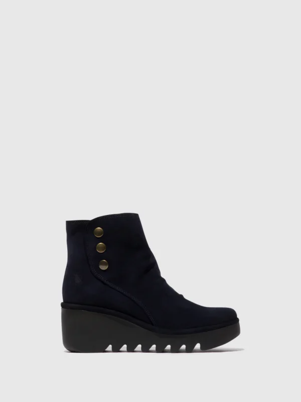 Zip Up Ankle Boots BROM344FLY NAVY