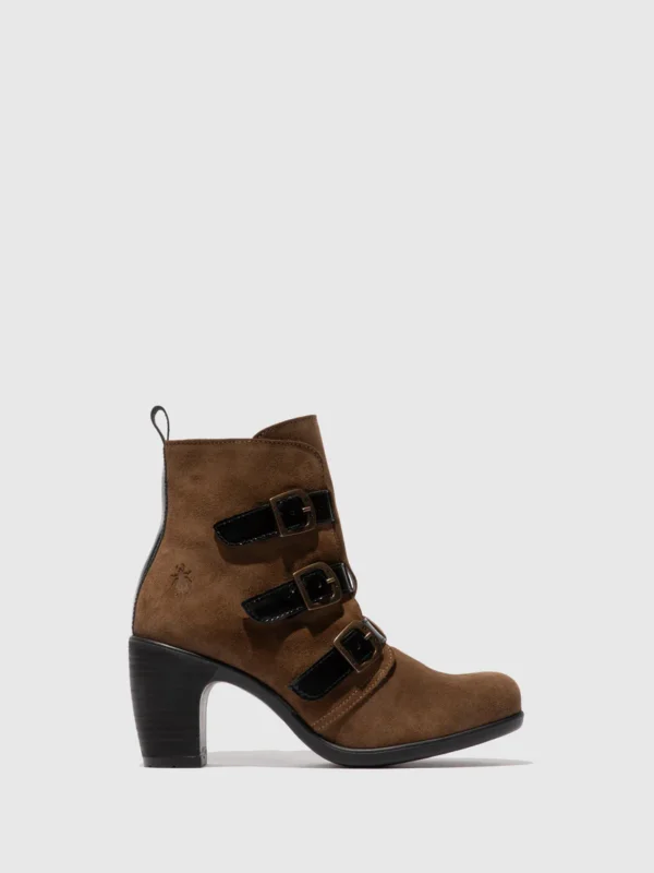 Buckle Ankle Boots KLEA012FLY TAUPE/BLACK