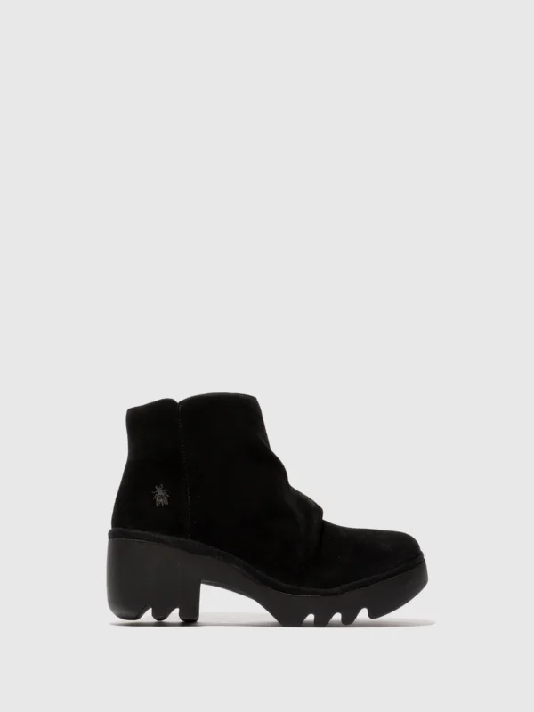 Zip Up Ankle Boots TULP592FLY OIL SUEDE BLACK